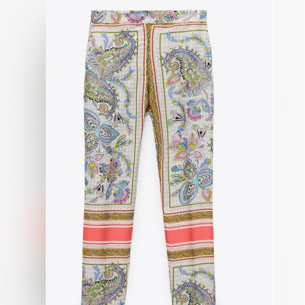 Zara Colorful Paisley Print Pants Set. Top & Bottom